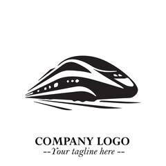 Train Moving Fast Logo Symbol in Black on the White Background with Modern Transport Design