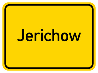 Illustration of a city entrance sign for the city of Jerichow