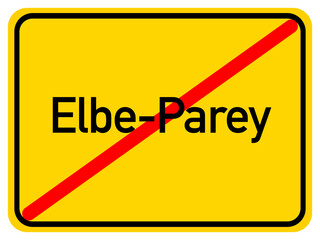 Illustration of a city exit sign for the city of Elbe-Parey	