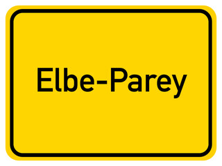Illustration of a city entrance sign for the city of Elbe-Parey