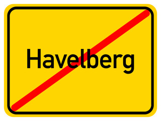 Illustration of a city exit sign for the city of Havelberg