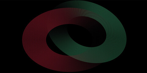 3D green red techno abstract background overlap layer on dark space with glowing waves shape decoration. Modern graphic design element lines style concept for banner, flyer, card, or brochure cover