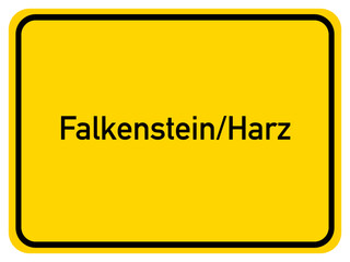 Illustration of a city exit sign for the city of Falkenstein/Harz