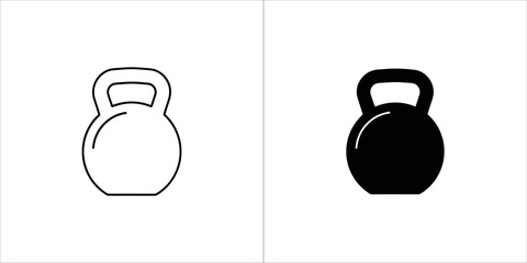 Two kettlebell icons, one in outline and one in solid