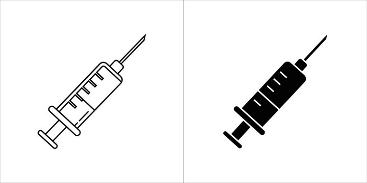 Syringe icon in outline and solid style