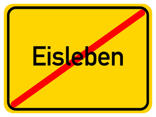 Illustration of a city exit sign for the city of Eisleben