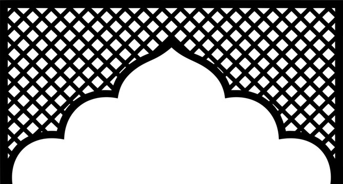 Mughal Arch Silhouette with Jali Lattice Pattern