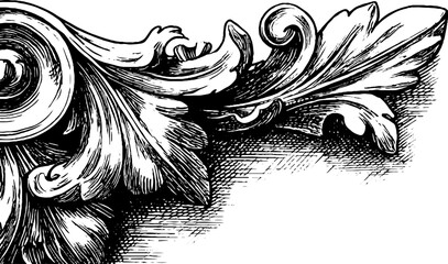 Vintage decorative frame border with intertwined acanthus leaves and curls for design