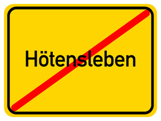 Illustration of a city exit sign for the city of Hötensleben