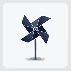 Simple vector illustration of a rotating pinwheel toy on a white background