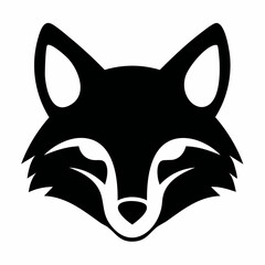 Sleek black fox head silhouette on white background design element