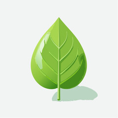 Single green leaf illustration on white background for graphic design
