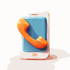 Smartphone icon with orange handset representing communication and calling