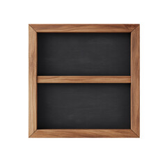 Empty Wooden Framed Blackboard With Divider. Versatile Display For Education Or Menu Presentation Isolated On Transparent Background