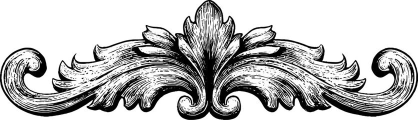 Ornamental horizontal banner with symmetrical scrolls for elegant design