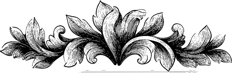 Ornamental swirling acanthus leaf border pattern for decoration and design