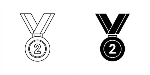 Second place medal in line and glyph style
