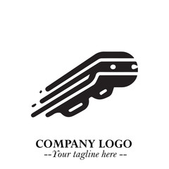 Train Moving Fast Logo Symbol in Black on the White Background with Modern Transport Design