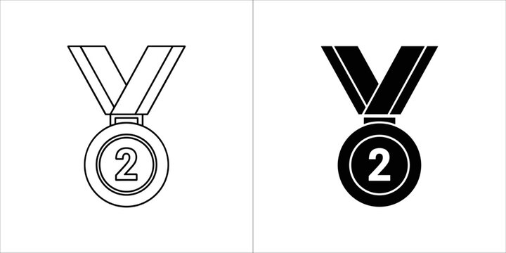 Second place medal in line and glyph style