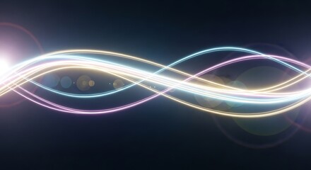 Abstract Wave Patterns Dynamic Light Trails on a Dark Background, Perfect for Design