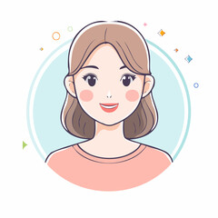 Smiling woman portrait in round frame modern illustration design concept