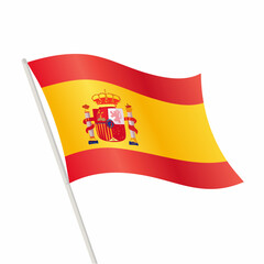 Fototapeta premium Spanish flag illustration waving against a white background with vibrant colors