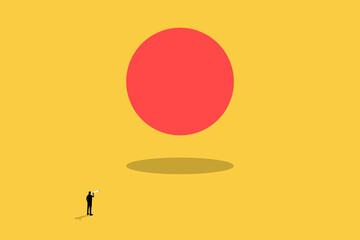 Businessman looking big solution. concept of Business leader, courage, bravery, fearless leadership and success