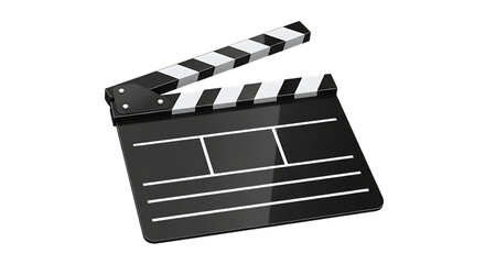 Fototapeta premium Classic hollywood film production clapperboard ready for action isolated on white background