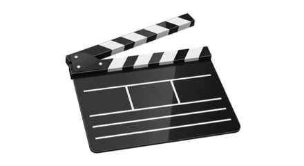 Classic hollywood film production clapperboard ready for action isolated on white background