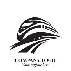 Obraz premium Train Moving Fast Logo Symbol in Black on the White Background with Modern Transport Design