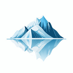 Stylized blue mountain range reflection on white background vector illustration
