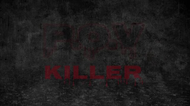 Dark grunge background with bold red &ldquo;Killer&rdquo; text effect