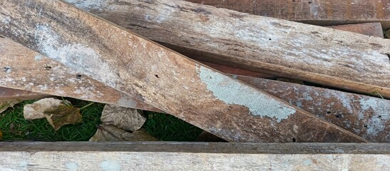 Old Wooden Planks With Weathered Texture And Mold Stains