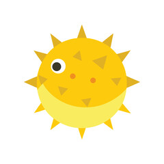 Charming cartoon pufferfish with a smiling face and spiky yellow body