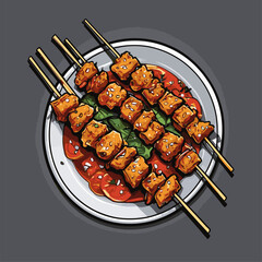 delicious satay cartoon vector image