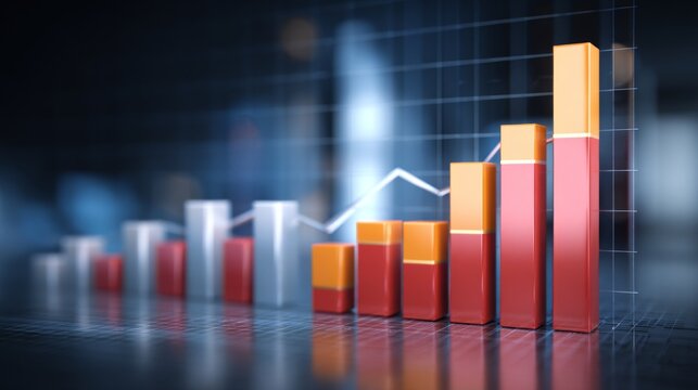 Modern Data Visualization with Bar Graph and Line Chart in Business Analysis for Growth Trends and Statistical Insights in Finance Sector - Powered by Adobe