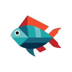 Stylized colorful geometric fish illustration simple design and flat vector artwork