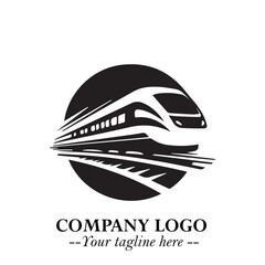 Train Moving Fast Logo Symbol in Black on the White Background with Modern Transport Design