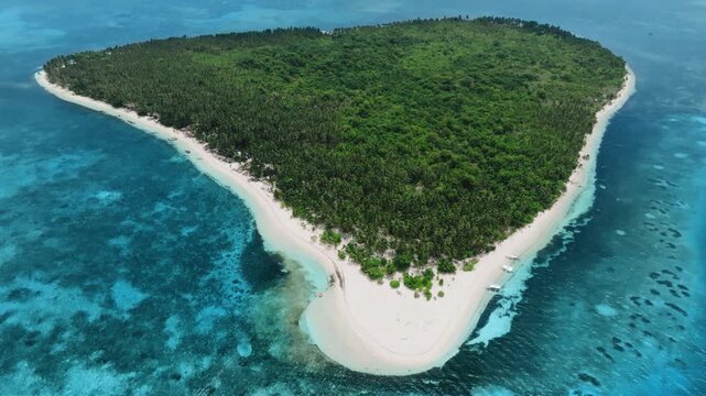 Aerial 4K, Patongong Island, Balabac, Philippines - White Sand Beach Paradise also known as Patunggong Island
pristine white sand beach completely surrounds the tropical island