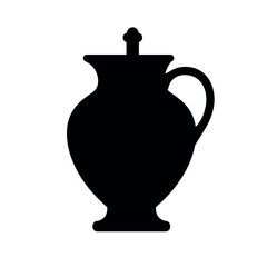 Black Silhouette of a Traditional Jug with Lid.