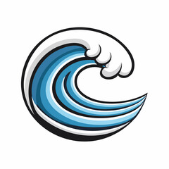 Stylized ocean wave illustration against white background for design and concept