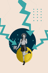 Collage of business person people and falling coins with downward arrow symbolizing financial global world crisis