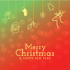 christmas greeting card with christmas icons