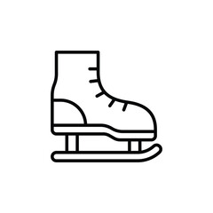 A black and white line drawing of a single ice skate