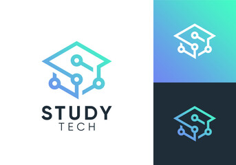 education connection technology logo design vector
