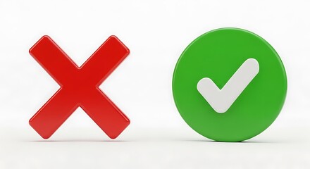 Red x symbol and green checkmark symbol indicating wrong and right choices