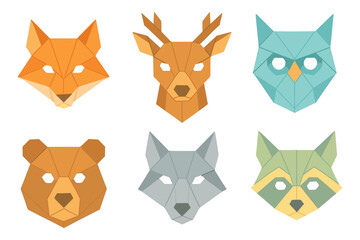 Obraz premium Geometric animal heads with origami style in vibrant colors