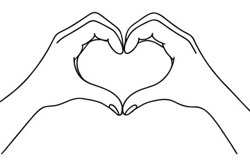 Fototapeta premium Continuous line art of hands forming a heart symbol of love and unity