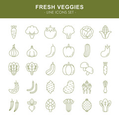 Fresh veggies - line icons set