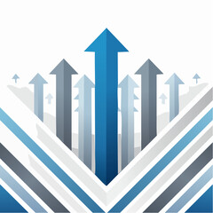 Upward arrows conceptual illustration of growth progress and success